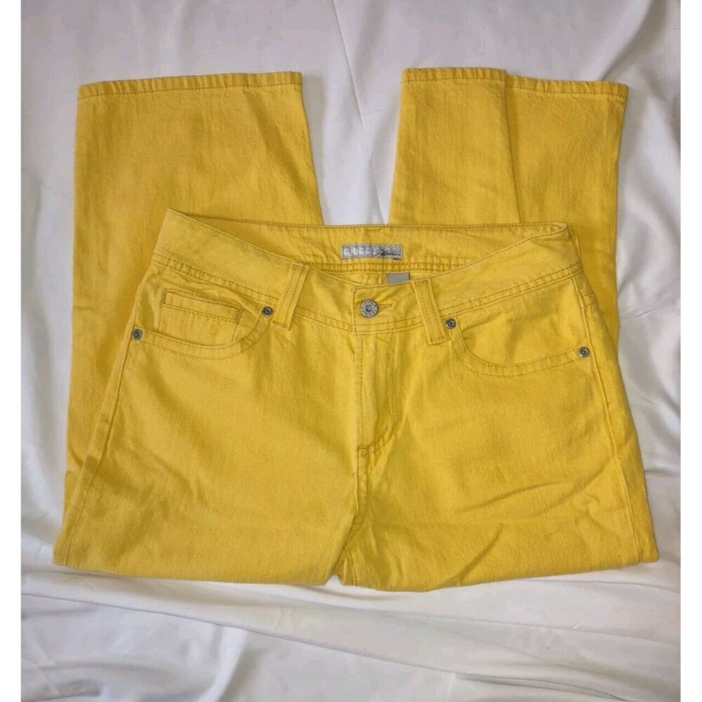 Sz 1 (Small) Chico's Women's Cropped Pants Stretch Sunny Bright Yellow Y2K
